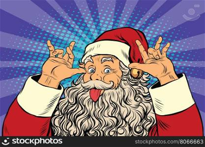 Santa Claus tease, good sense of humor, pop art retro vector illustration