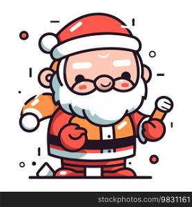 Santa Claus vector illustration. Christmas and New Year line art design.