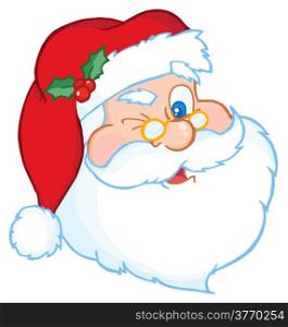 Santa Claus Winking Classic Cartoon Head