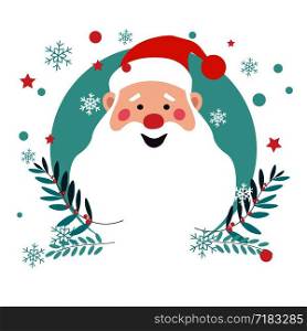 Santa Claus winter character, old man symbol of Christmas holiday vector. Elderly person with long beard wearing traditional costume with red hat. Xmas event celebration of new years approaching. Santa Claus winter character, old man symbol of Christmas holiday
