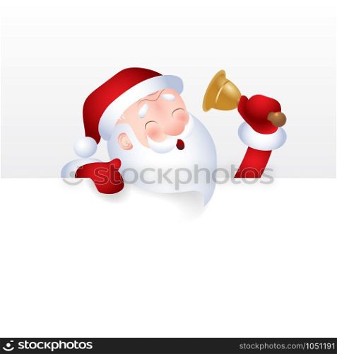 Santa Claus with Bell cartoon character emotion cheerful. Vector illustration for web header page. Vector illustration of Santa Claus with Bell cartoon character emotion cheerful with Bell. Image for web header page