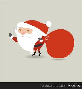 Santa Claus with big red sack. Santa holding presents bag.. Santa Claus with big red sack. Santa holding presents bag