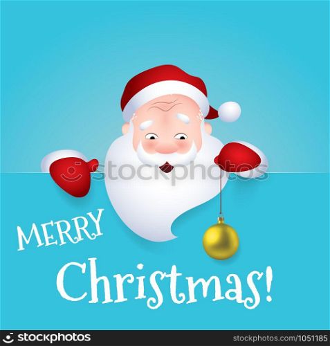 Santa Claus with christmas ball, cartoon character emotion cheerful wishes Merry Christmas.. Vector illustration. Vector illustration of Santa Claus with christmas ball, cartoon character emotion cheerful wishes Merry Christmas.