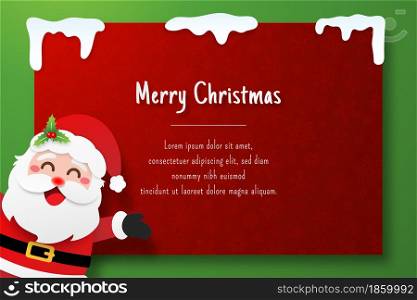 Santa Claus with Christmas postcard, Merry Christmas and Happy New Year