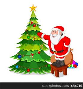 santa claus with christmas tree