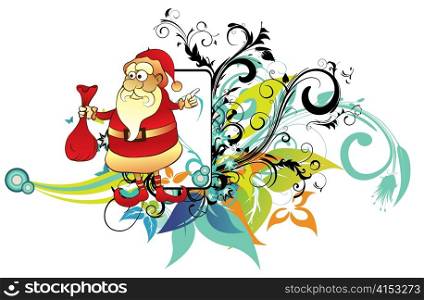 santa claus with floral background