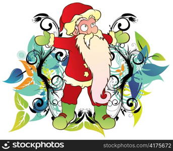 santa claus with floral background