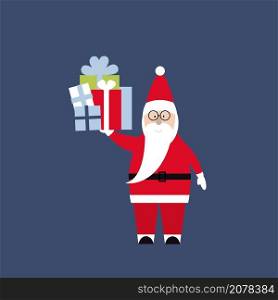 Santa Claus with gifts. Vector illustration.