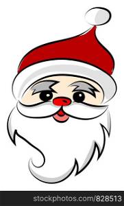 Santa Claus with red lips, illustration, vector on white background.