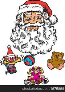 Santa Claus with Toys Vector Illustration