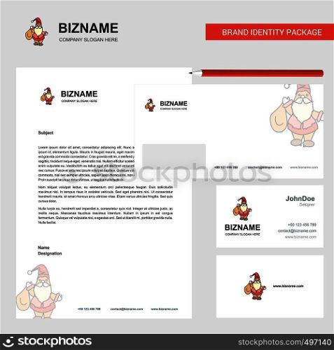 Santa clause Business Letterhead, Envelope and visiting Card Design vector template