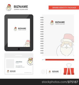 Santa clause Business Logo, Tab App, Diary PVC Employee Card and USB Brand Stationary Package Design Vector Template