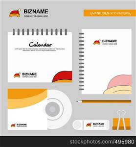 Santa clause cap Logo, Calendar Template, CD Cover, Diary and USB Brand Stationary Package Design Vector Template