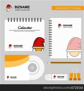Santa clause Logo, Calendar Template, CD Cover, Diary and USB Brand Stationary Package Design Vector Template