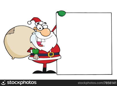 Santa Clause Presenting A Blank Sign