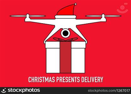 santa drone icon delivering christmas present vector illustration