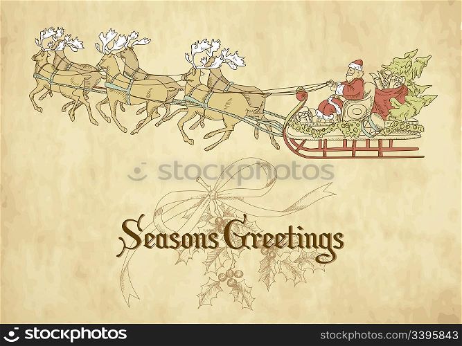 Santa flying in his sleigh