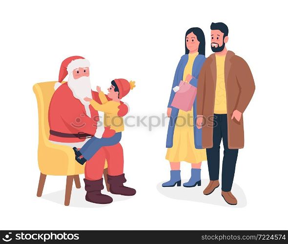 Santa greeting semi flat color vector characters set. Full body people on white. Holiday celebration isolated modern cartoon style illustration for graphic design and animation collection. Santa greeting semi flat color vector characters set