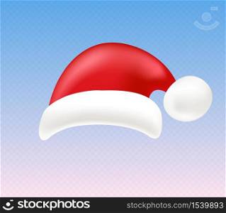 Santa hat, bright design template. Christmas decoration element in a realistic cartoon style. Vector.