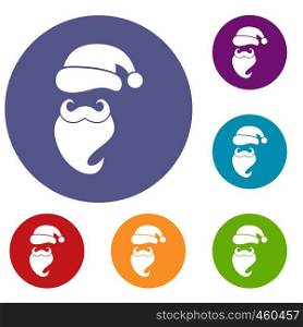 Santa hat, mustache and beard in simple style on a white background vector illustration. Santa hat, mustache and beard, simple style