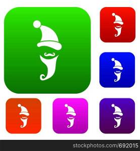 Santa hat, mustache and beard in simple style on a white background vector illustration. Santa hat, mustache and beard, simple style