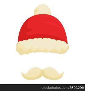 Santa hat mustache icon cartoon vector. Christmas holiday. Face noel. Santa hat mustache icon cartoon vector. Christmas holiday