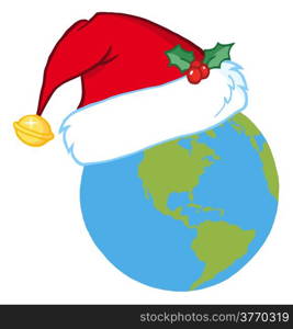 Santa Hat On A Earth