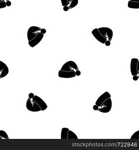 Santa hat pattern repeat seamless in black color for any design. Vector geometric illustration. Santa hat pattern seamless black