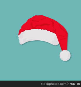 Santa hats red colored. Winter cap. Vector