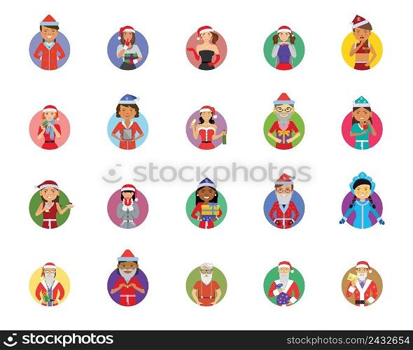Santa icon set. Can be used for topics like holiday, New Year, Christmas, celebration, party, Christmas sale, Christmas presents