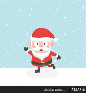 Santa in snow on pastel background. . Santa in snow