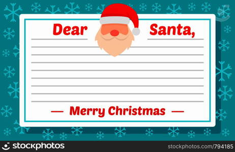 Santa letter template concept background. Flat illustration of santa letter template vector concept background for web design. Santa letter template concept background, flat style