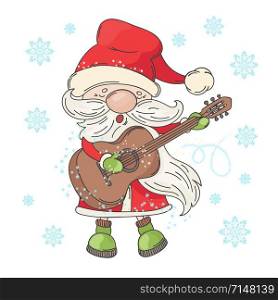 SANTA MUSIC Merry Christmas Musician Vector Illustration Set