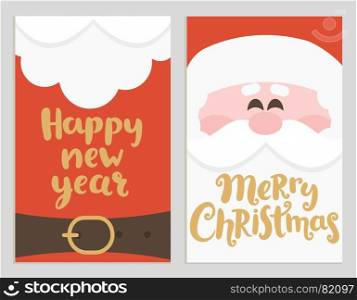 Santa's message banners for holidays.. Santa's message banners for happy New Year and Merry Christmas. Cards with handrawn lettering. Vector illustration.