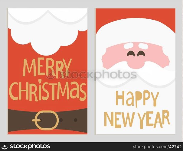 Santa's message banners. Merry Christmas and happy new year lettering. Vector illustration.