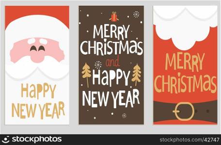 Santa's message banners. Merry Christmas and happy new year lettering. Vector illustration.
