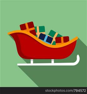 Santa sleigh icon. Flat illustration of santa sleigh vector icon for web design. Santa sleigh icon, flat style