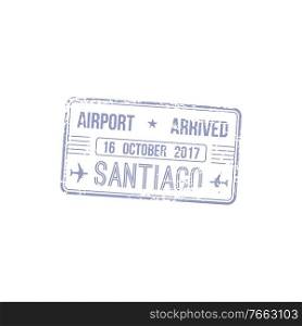 Santiago airport arrived st&isolated. Vector travel to Chile, Brazil or Cuba. Arrival visa st&, Santiago airport in Brazil