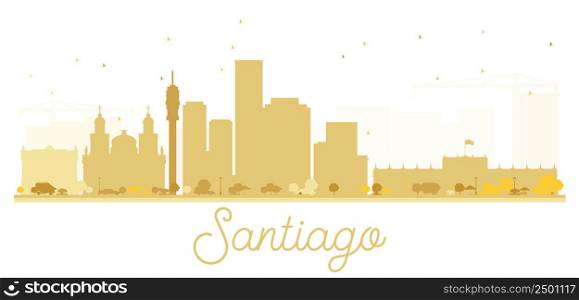 Santiago City skyline golden silhouette. Vector illustration. Cityscape with landmarks.