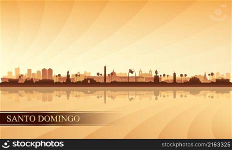 Santo Domingo city skyline silhouette background, vector illustration