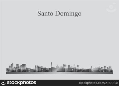 Santo Domingo city skyline silhouette in a grayscale vector illustration