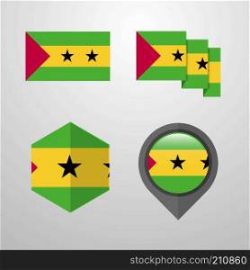 Sao Tome and Principe flag design set vector