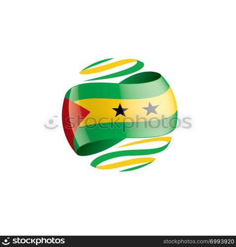 Sao Tome and Principe national flag, vector illustration on a white background. Sao Tome and Principe flag, vector illustration on a white background