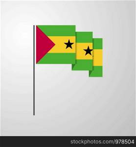 Sao Tome and Principe waving Flag creative background