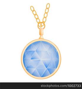 Sapphire pendant mockup. Realistic illustration of sapphire pendant vector mockup for web design isolated on white background. Sapphire pendant mockup, realistic style