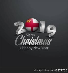 Sark Flag 2019 Merry Christmas Typography. New Year Abstract Celebration background