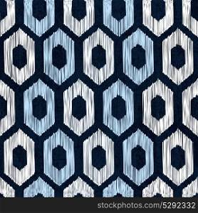 Sashiko seamless indigo dye pattern with traditional white Japanese embroidery, vector illustration