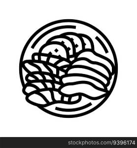 sashimi japanese food line icon vector. sashimi japanese food sign. isolated contour symbol black illustration. sashimi japanese food line icon vector illustration