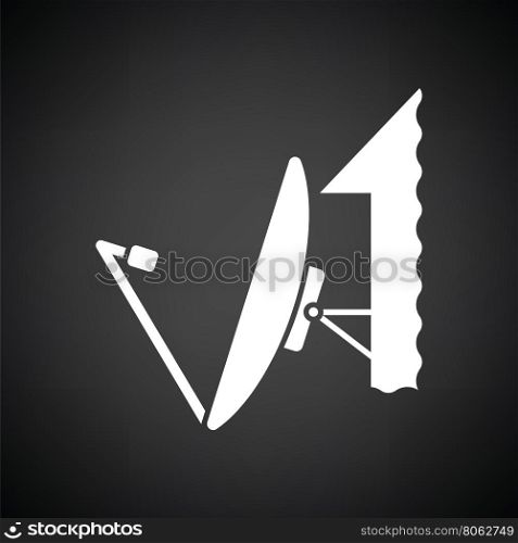 Satellite antenna icon. Black background with white. Vector illustration.