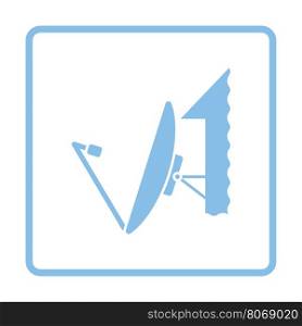 Satellite antenna icon. Blue frame design. Vector illustration.